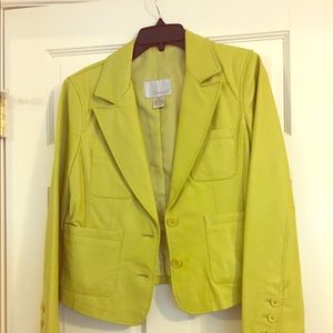 Lime Green leather coat Size M